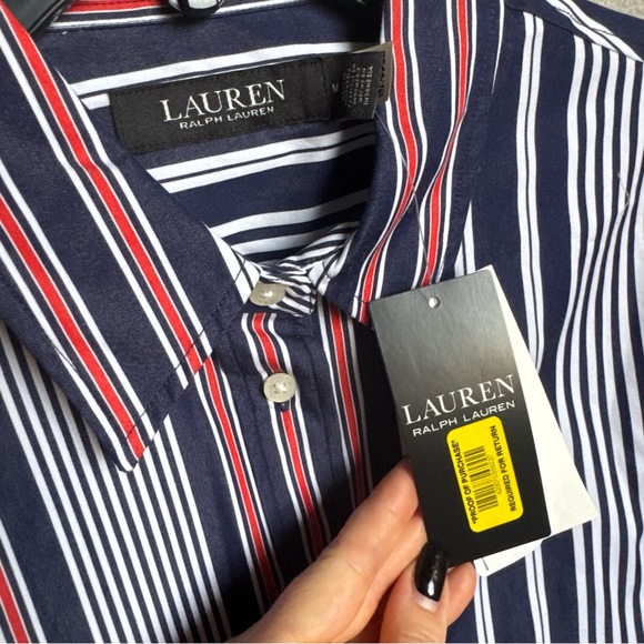 NWT Ralph Lauren Classic-Fit Striped Broadcloth Shirt Sz M - Picture 12 of 13